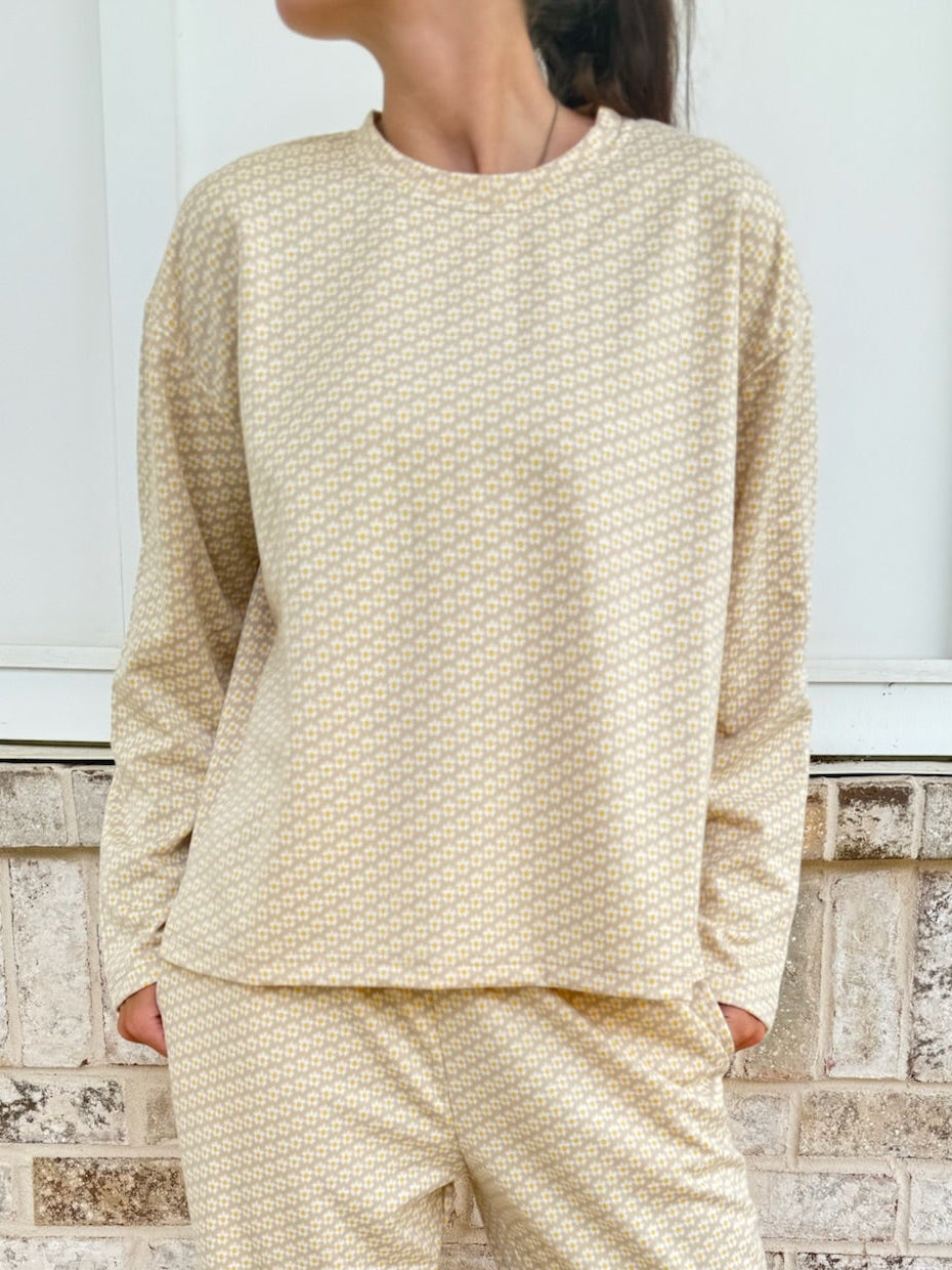 BoHo Floral Long Sleeve Pajama Top