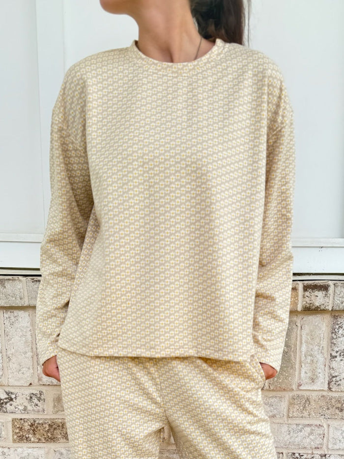 BoHo Floral Long Sleeve Pajama Top