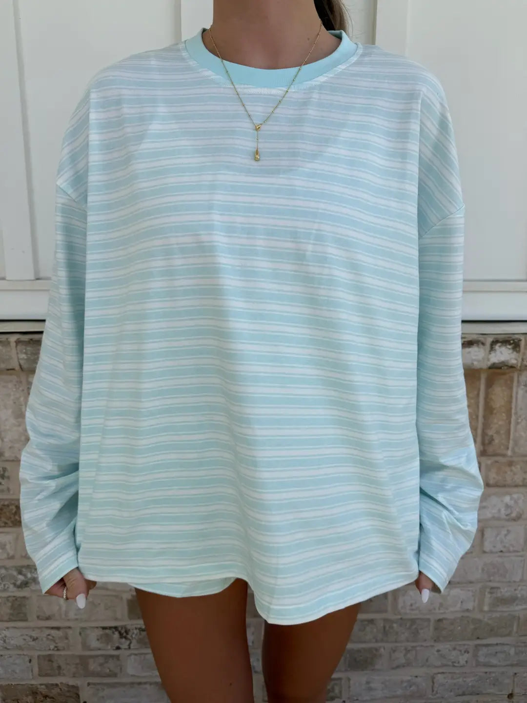 Italian Blue Billie Striped Loungewear Long Sleeve Top