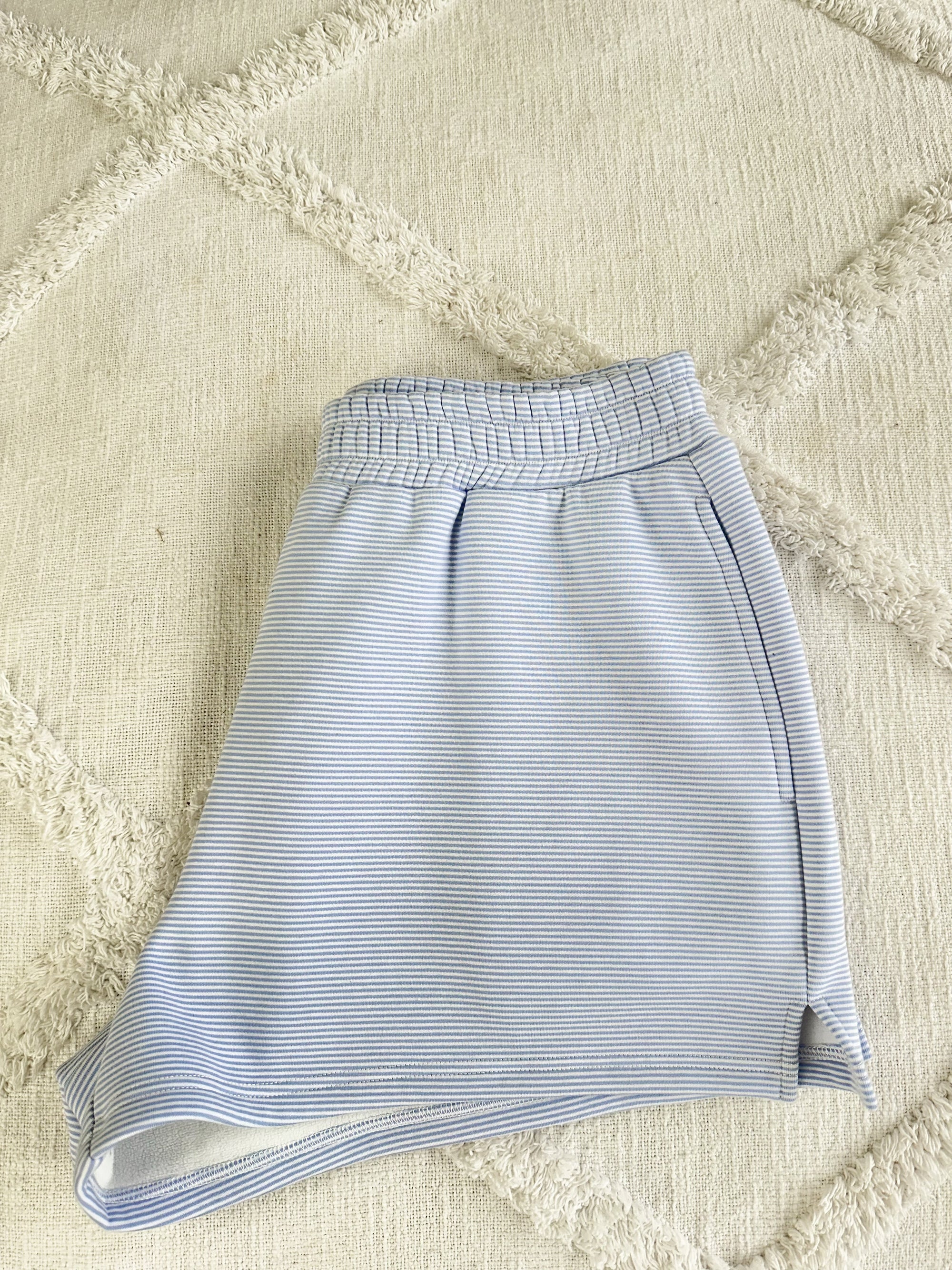 Blue and White Mini Striped Shorts