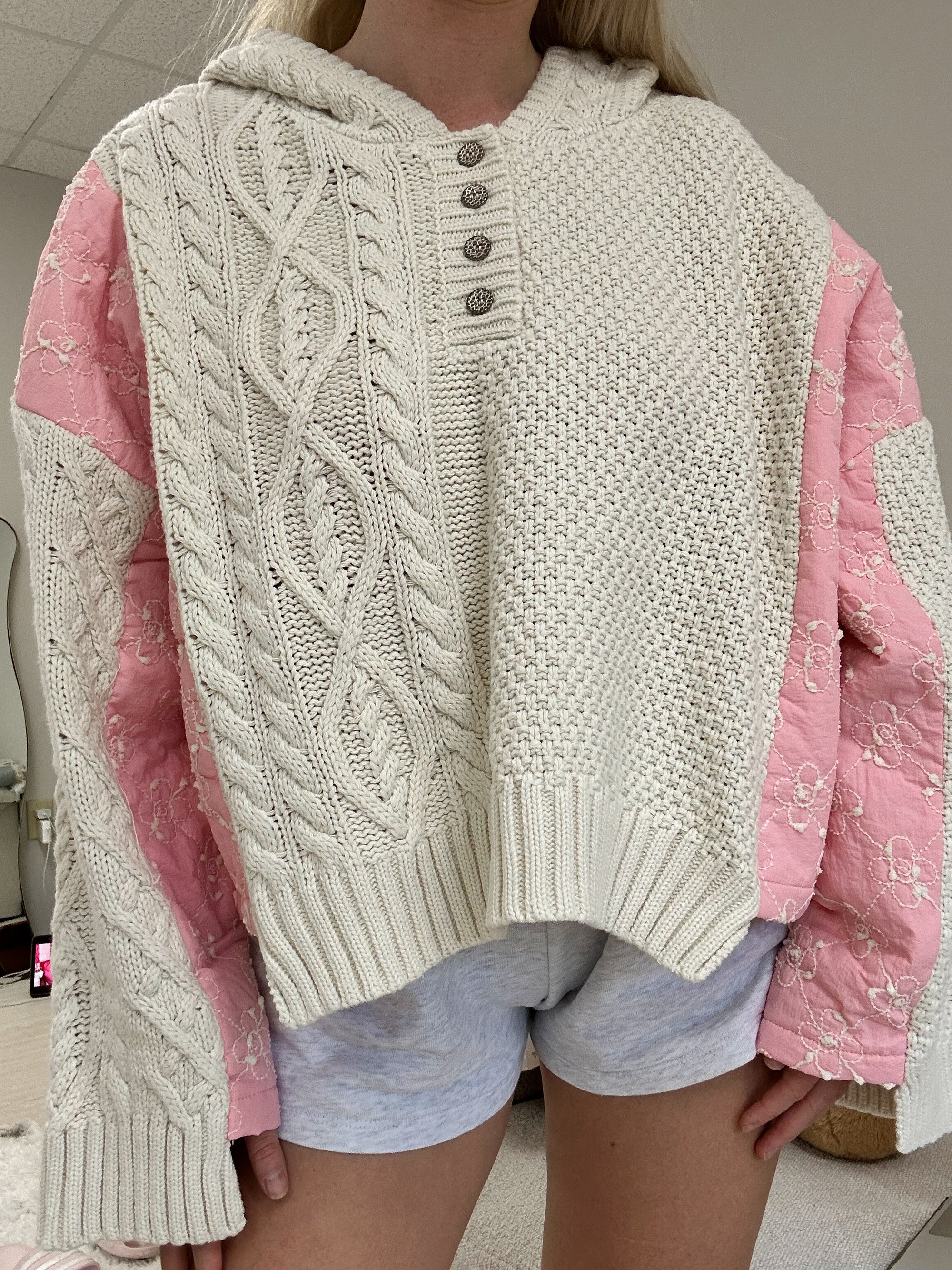 Pink Blossom Quilted Kit Sweater