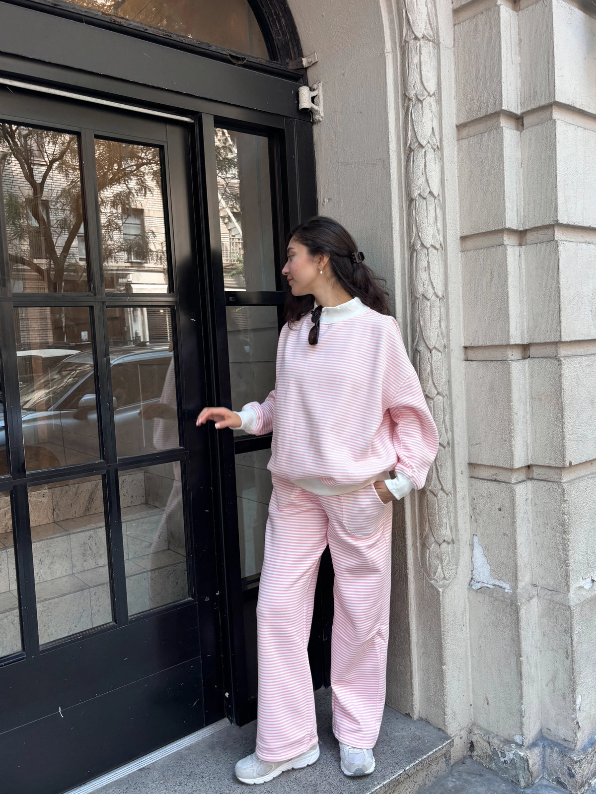 Light Pink and White Big Striped Sweatpants