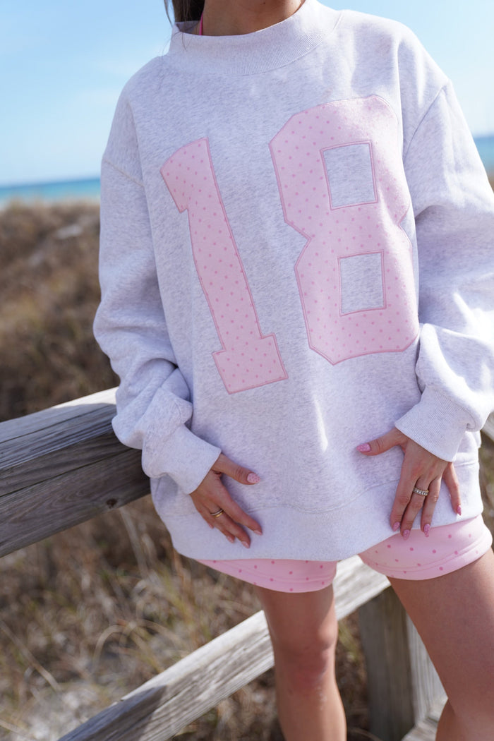 Polka Dot 18 Senior Embroider Mockneck Sweatshirt