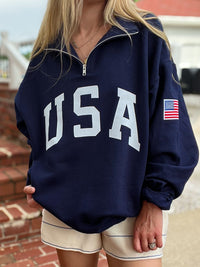 Retro USA Navy 1/4 Zip