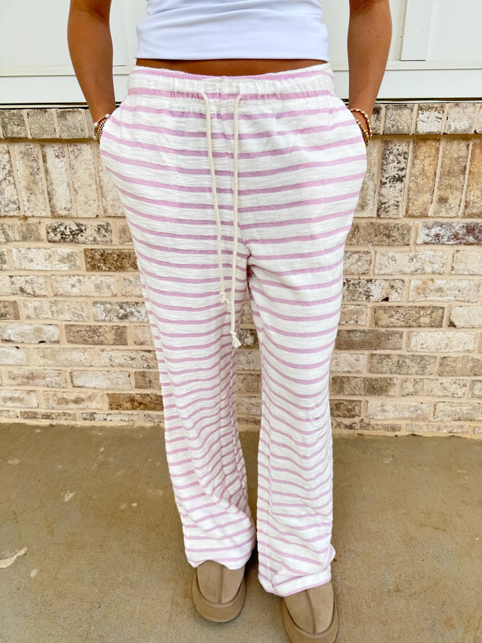 Avenue Striped Loop Terry Wide-Leg Pants