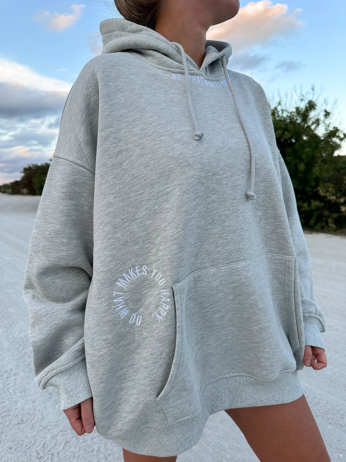 Afternoon Grey Do What Makes You Happy Embroider Hoodie