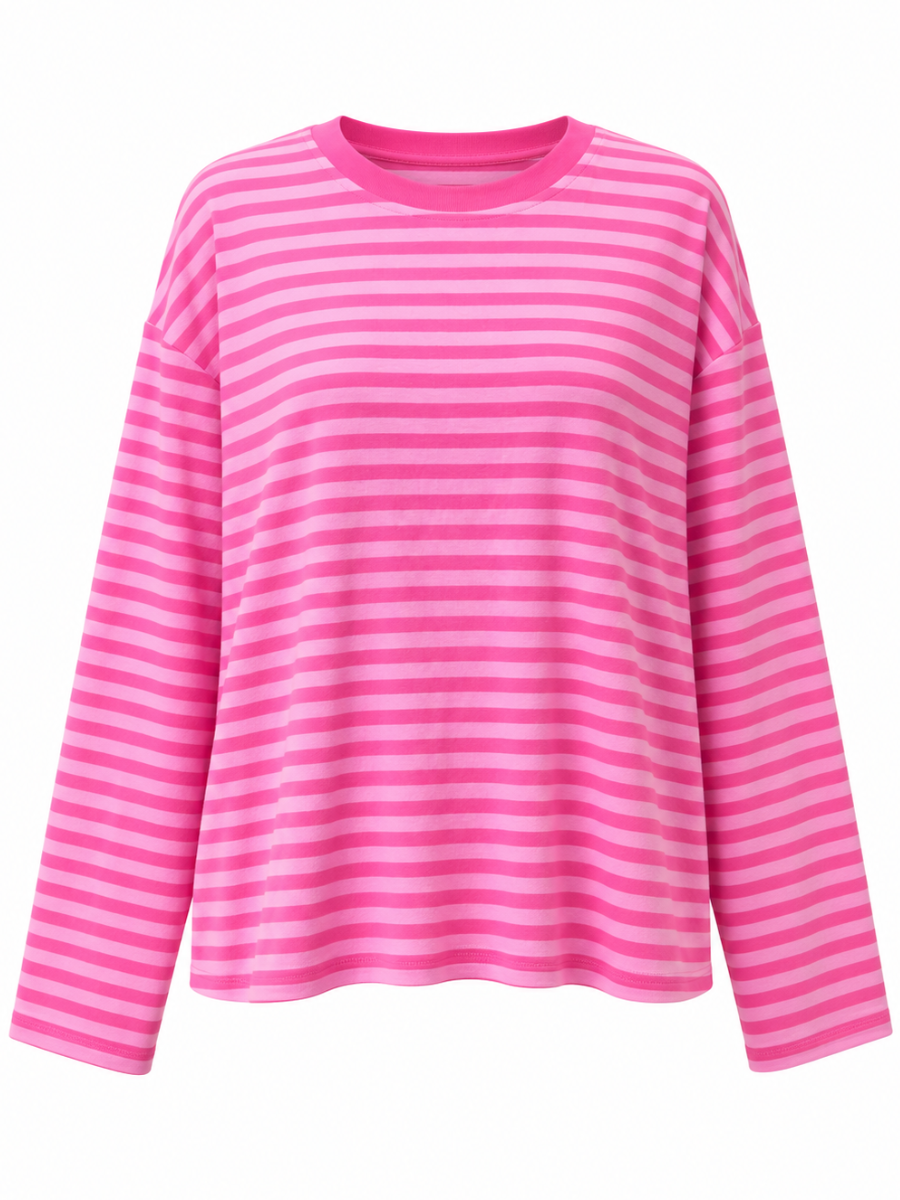 Ella Striped Oversized Loungewear Long Sleeve Top