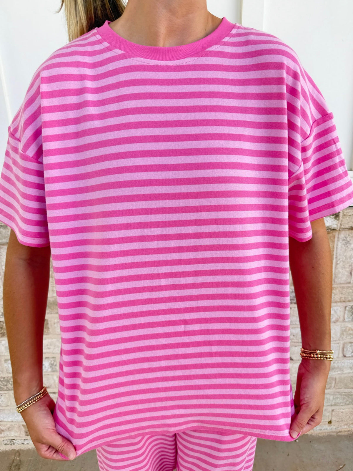 Ella Striped Oversized Short Sleeve Lounge Top