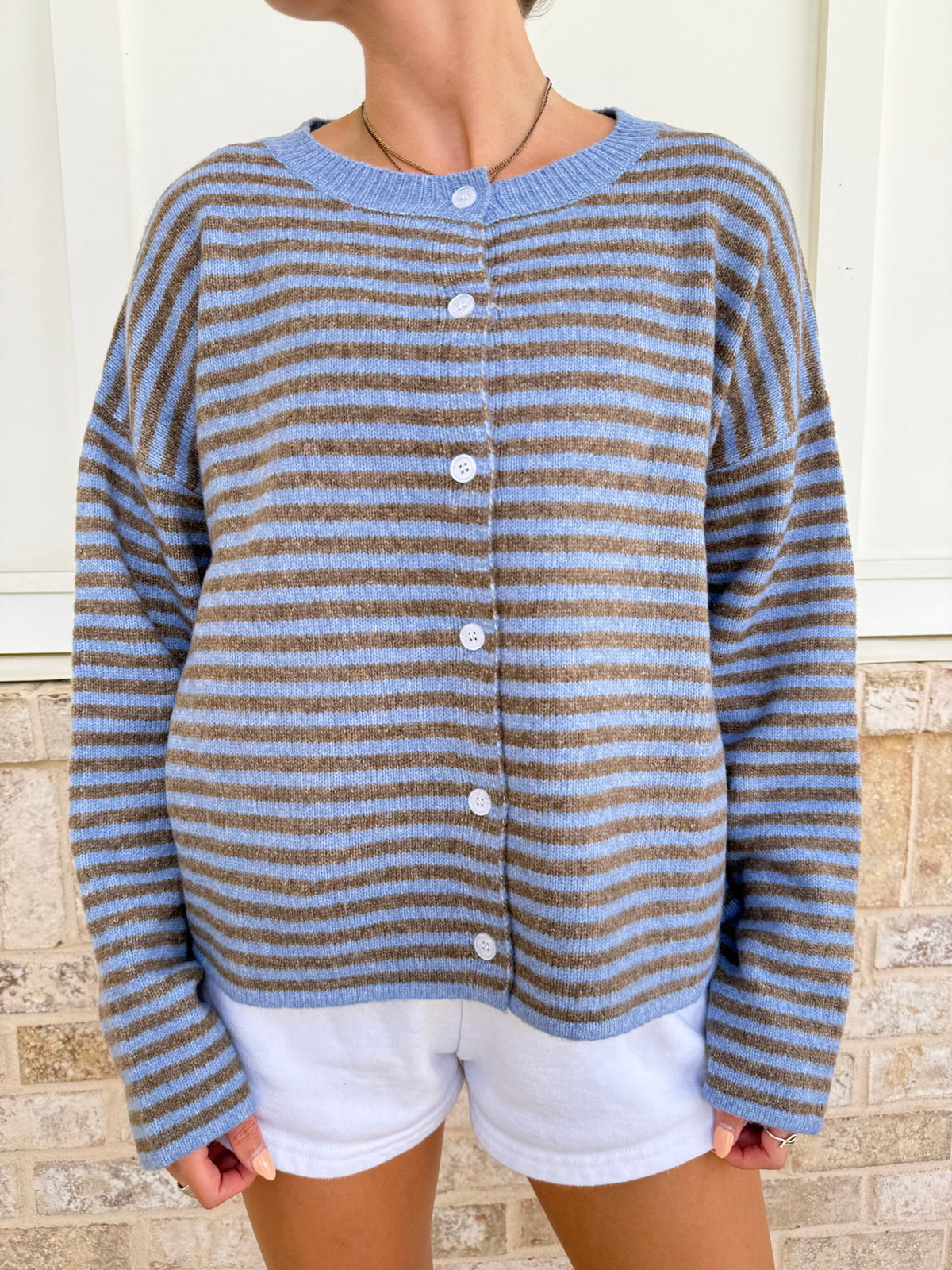 Striped Button-Up Cardigan