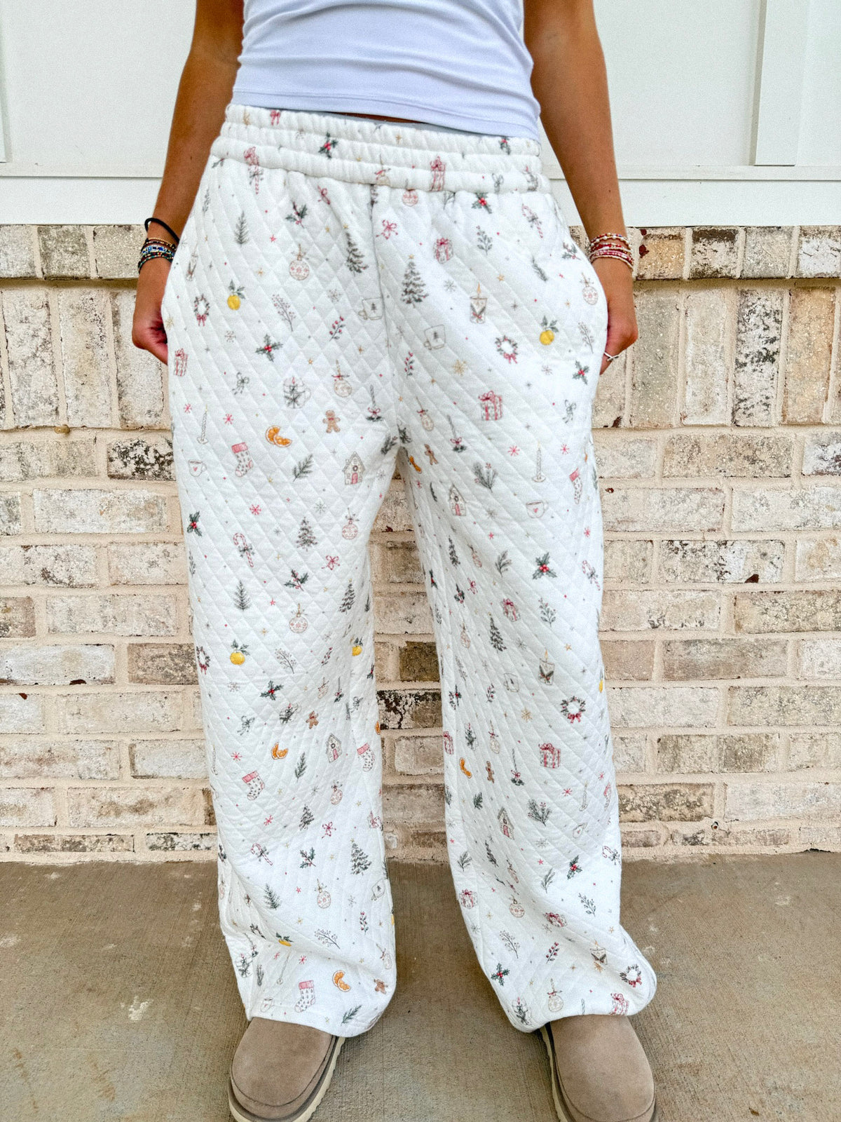 A Cottage Christmas Icons Quilted Flare Sweatpants