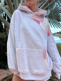 Pearl Grey Margo Quilted Patchwork Hoodie
