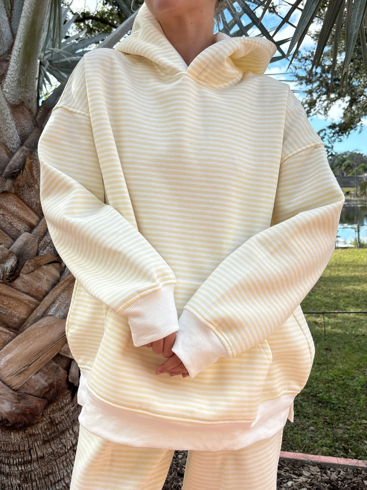 Baby Yellow and White Big Striped Hoodie