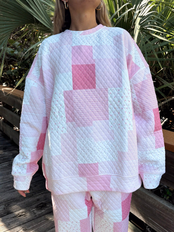 Margo Quilted Patchwork Crewneck Sweatshirt