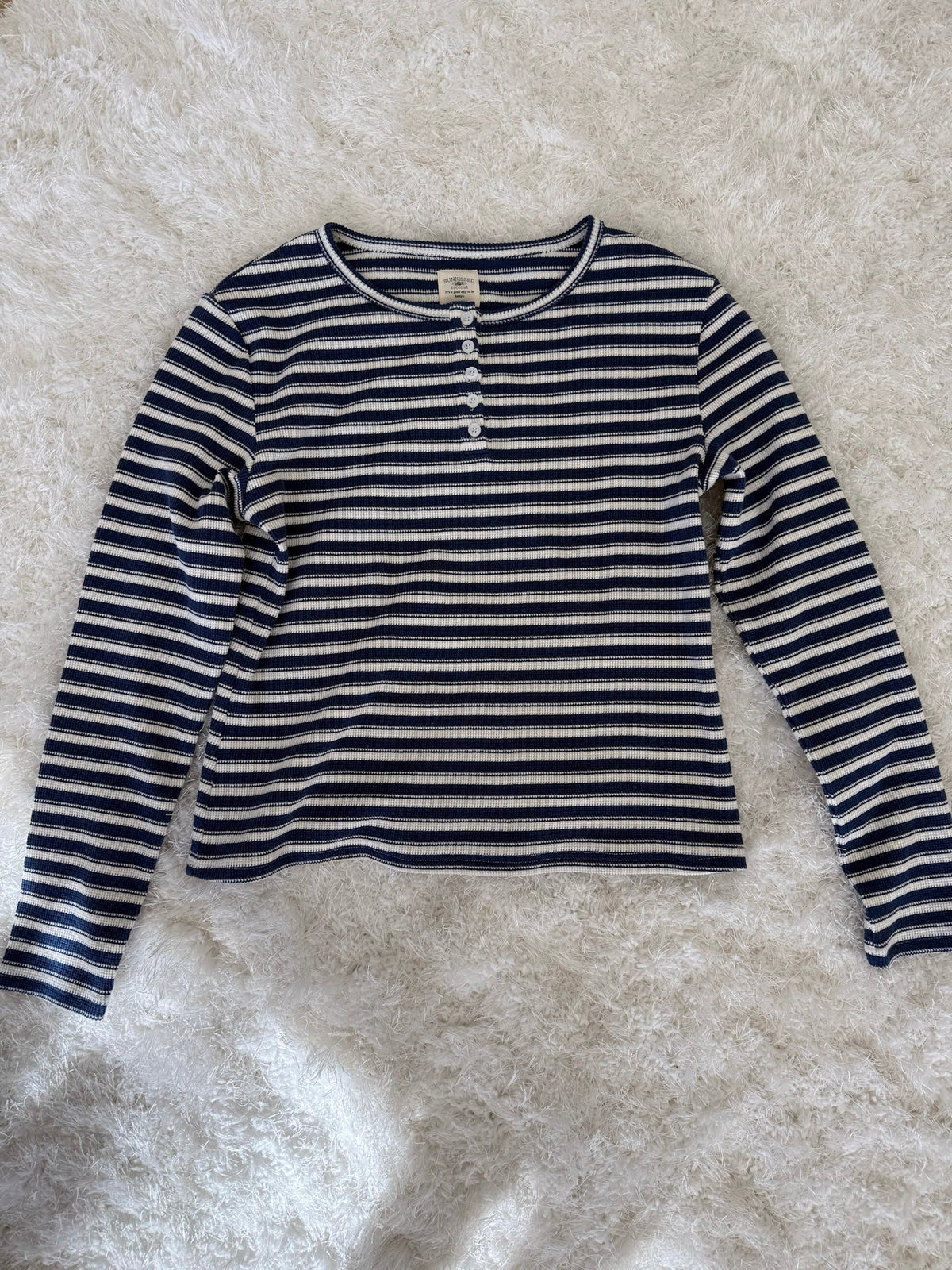 Striped Knit Loungewear Long Sleeve Top