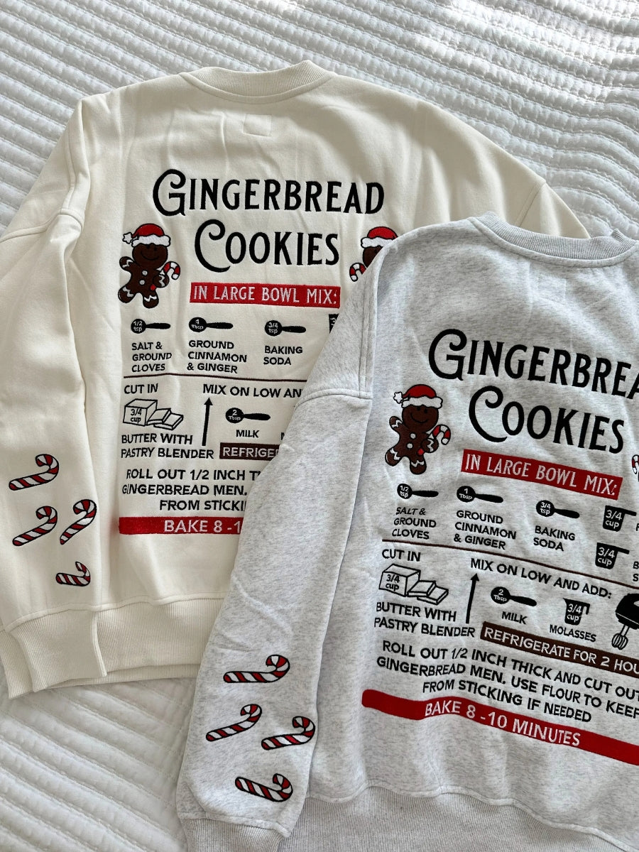 Gingerbread Recipe Christmas Embroider Sweatshirt