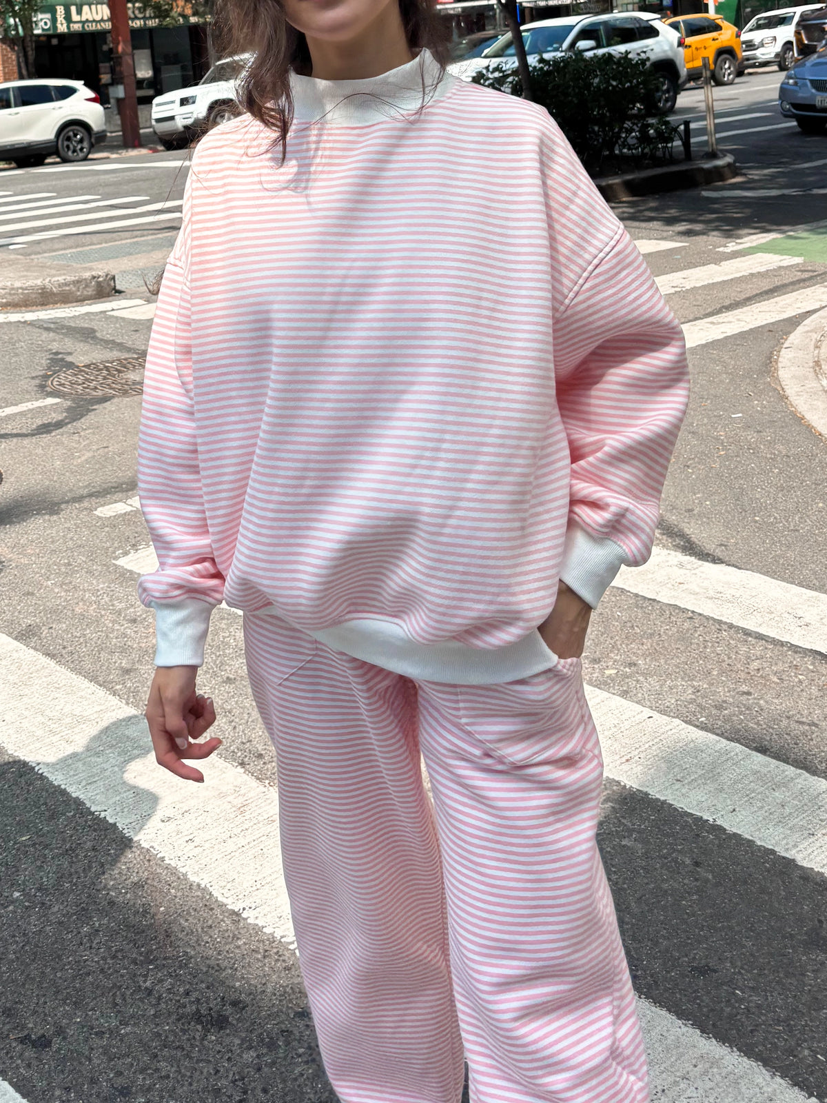 Light Pink and White Big Striped Sweatpants