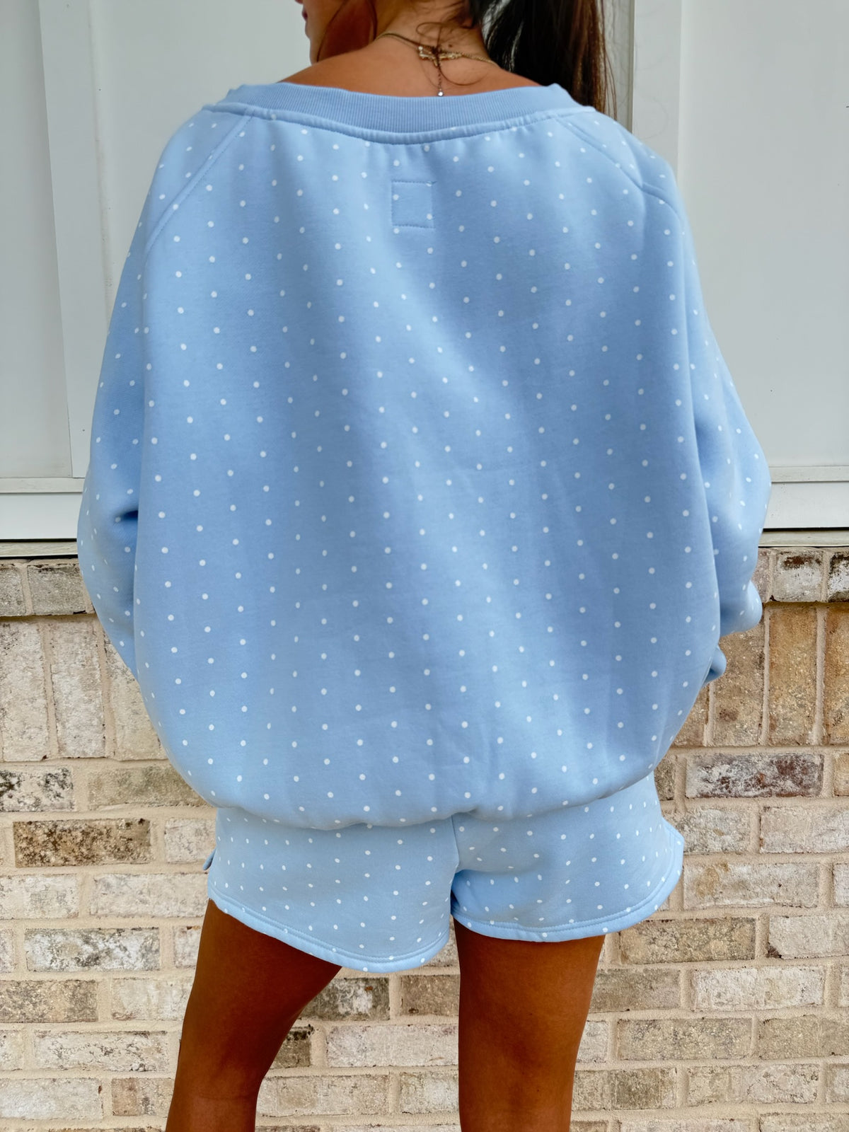 Polka Dot Off The Shoulder Sweatshirts