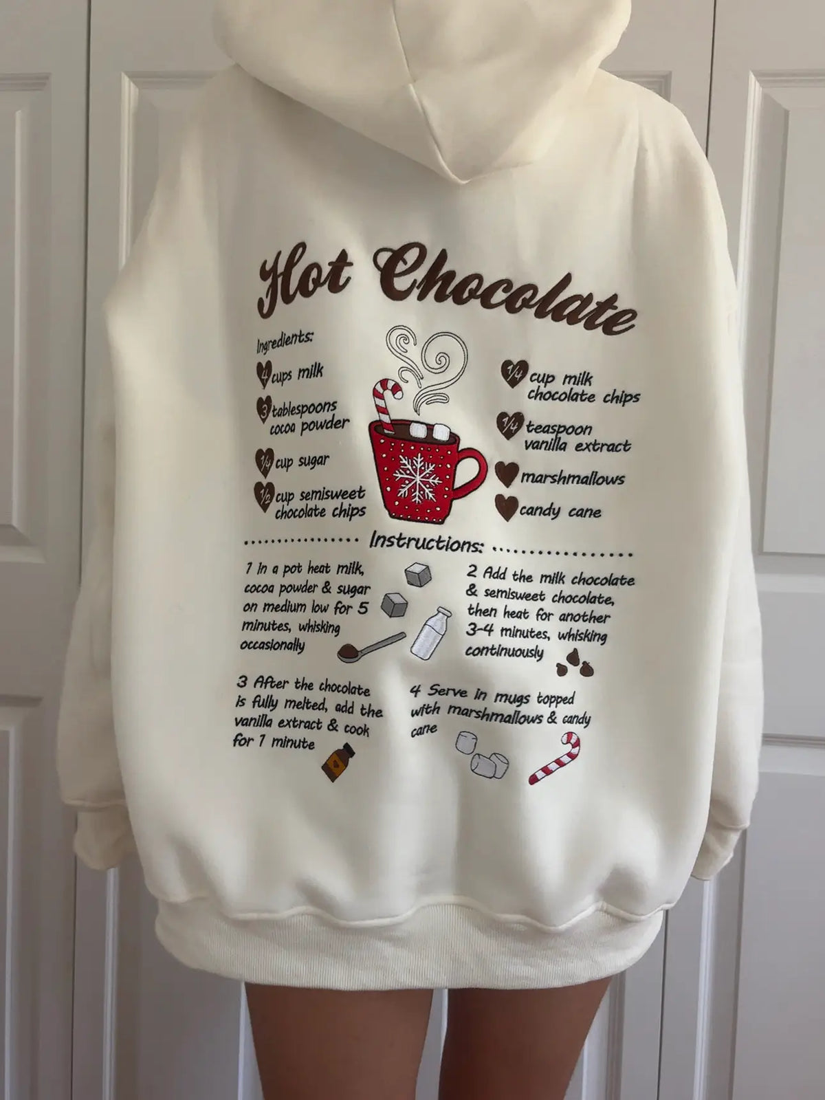 Hot Chocolate Recipe Christmas Embroider Hoodie