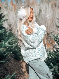Home For Christmas Snowflake Oversized Sweater