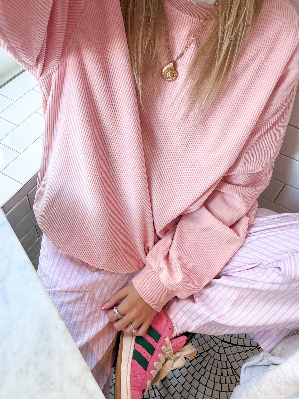 Dusty Pink Corduroy Oversized Sweatshirt