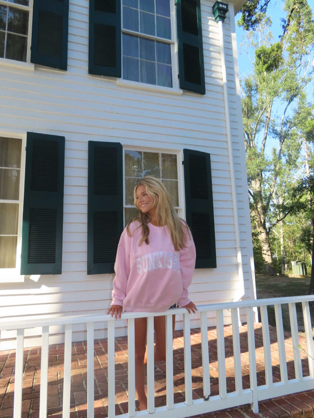 Sunkissed Collegiate Embroider Oversized Crewneck Sweatshirt