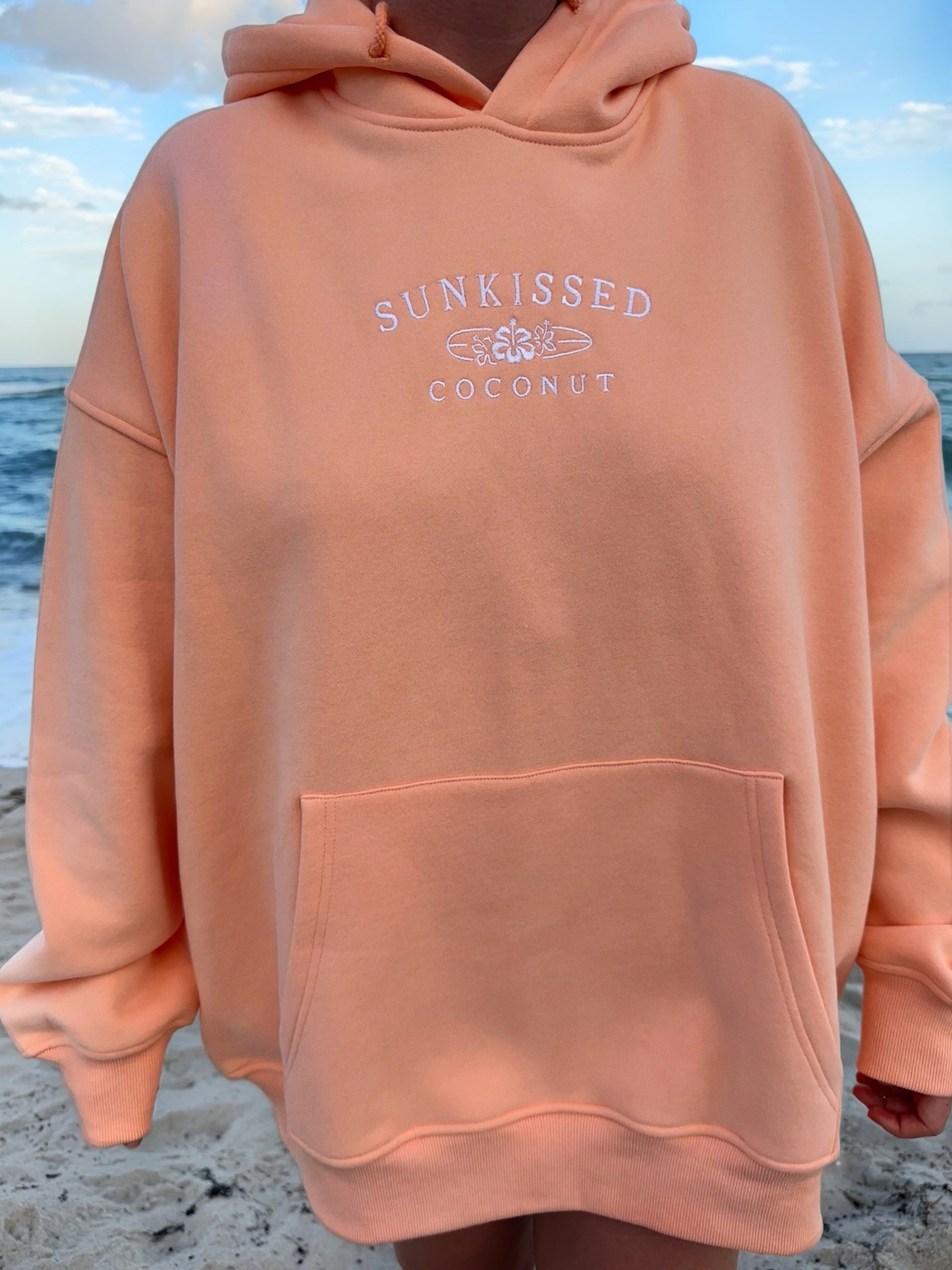 Sherbet Orange Sunkissedcoconut Logo Embroider Hoodie