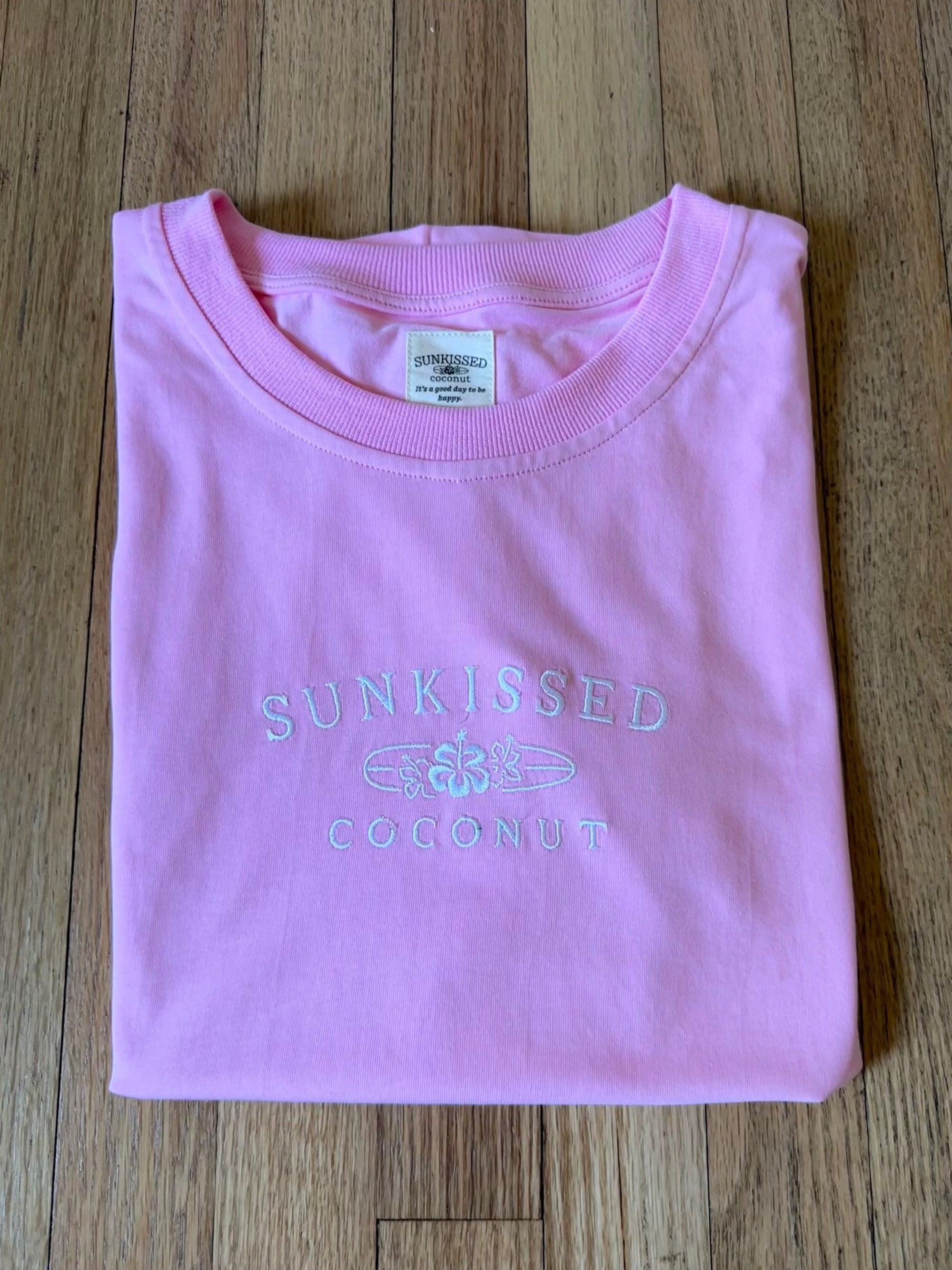 Lush Pink Basic Watercolor Embroider Tee