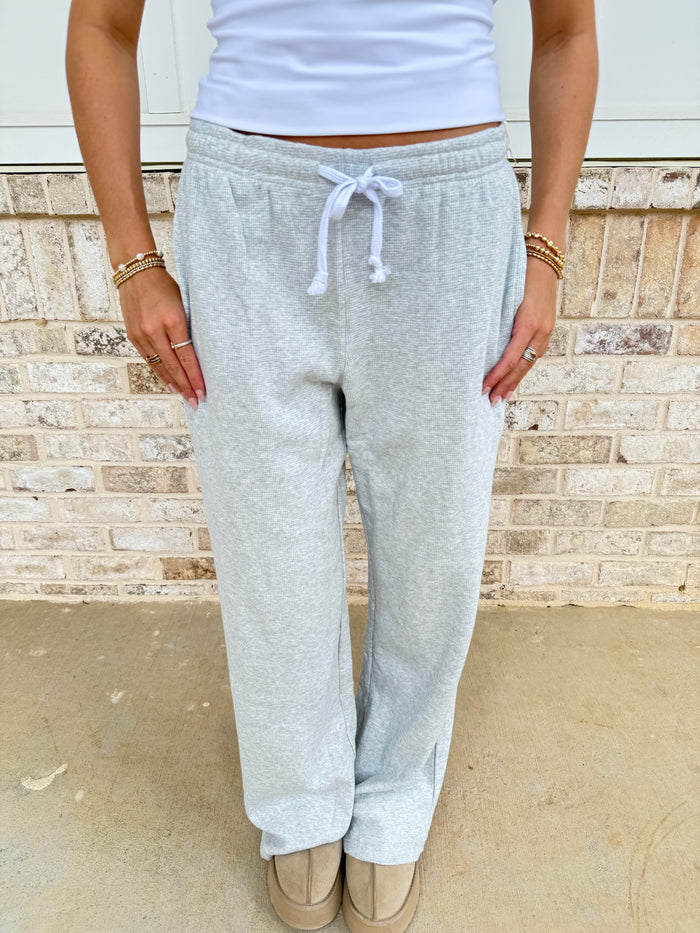 Grey Waffle Knit Pants