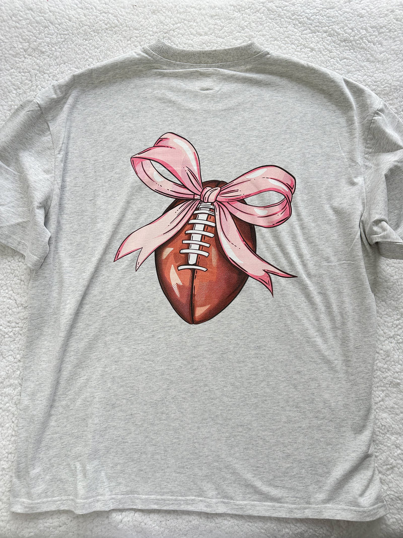 Game Day Coquette Bow Football Embroider Tee