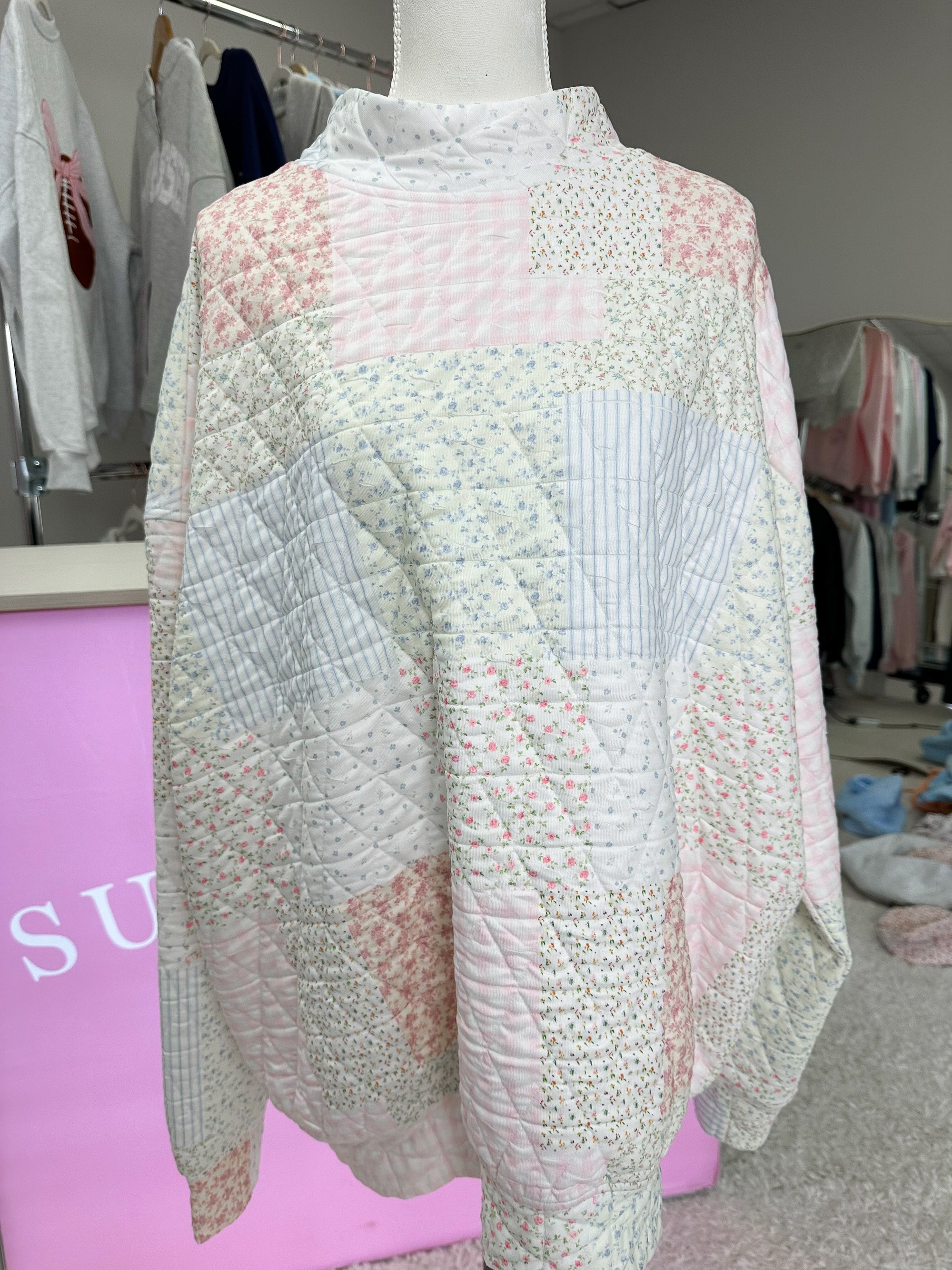 Quilted Pastel Mockneck Sweatshirt