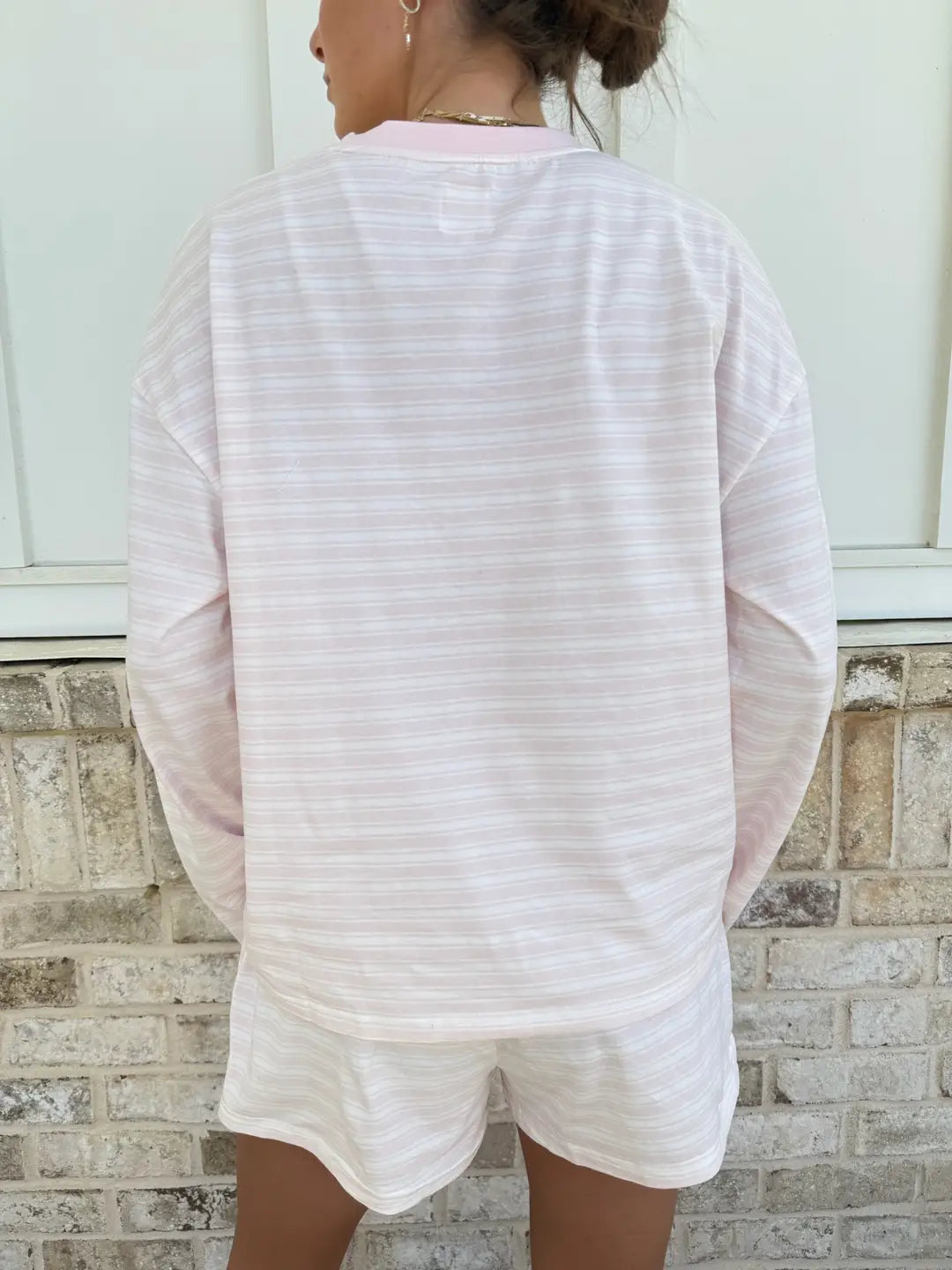 Soft Pink Billie Striped Loungewear Long Sleeve Top