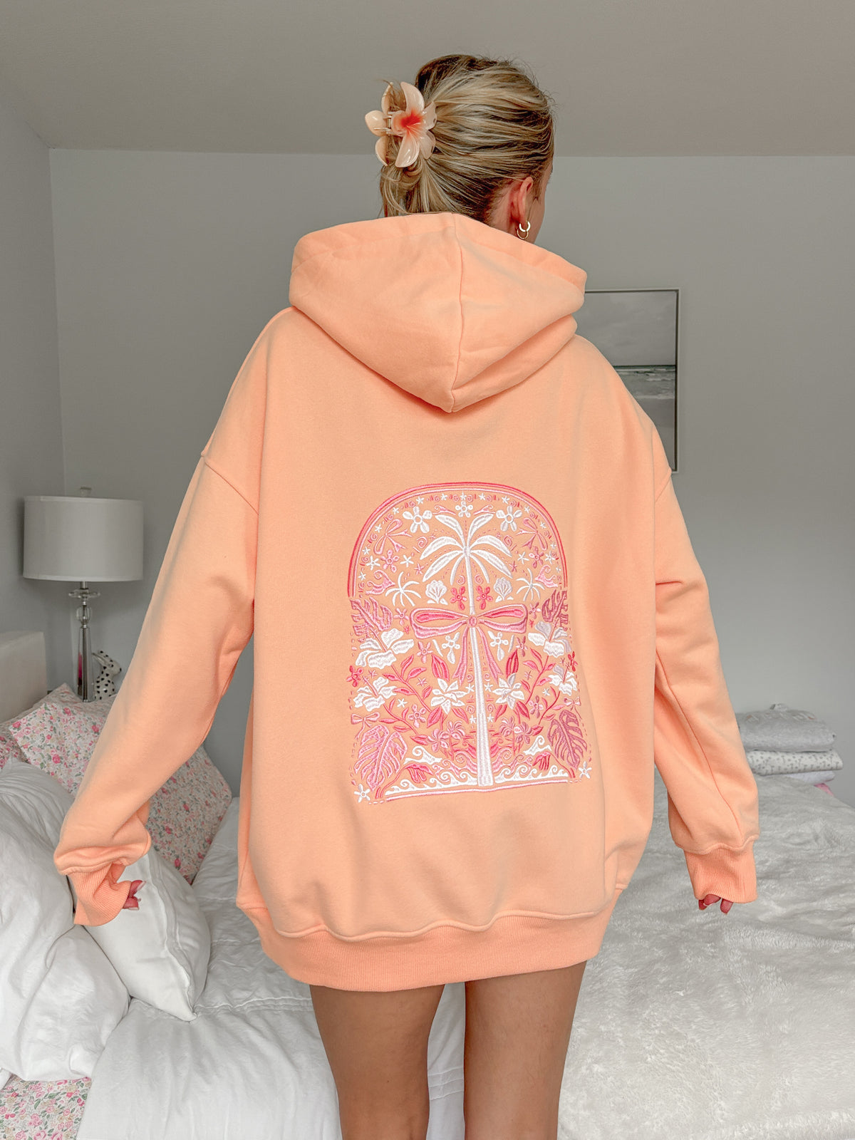 Sherbet Orange Tropical Palms Hoodie
