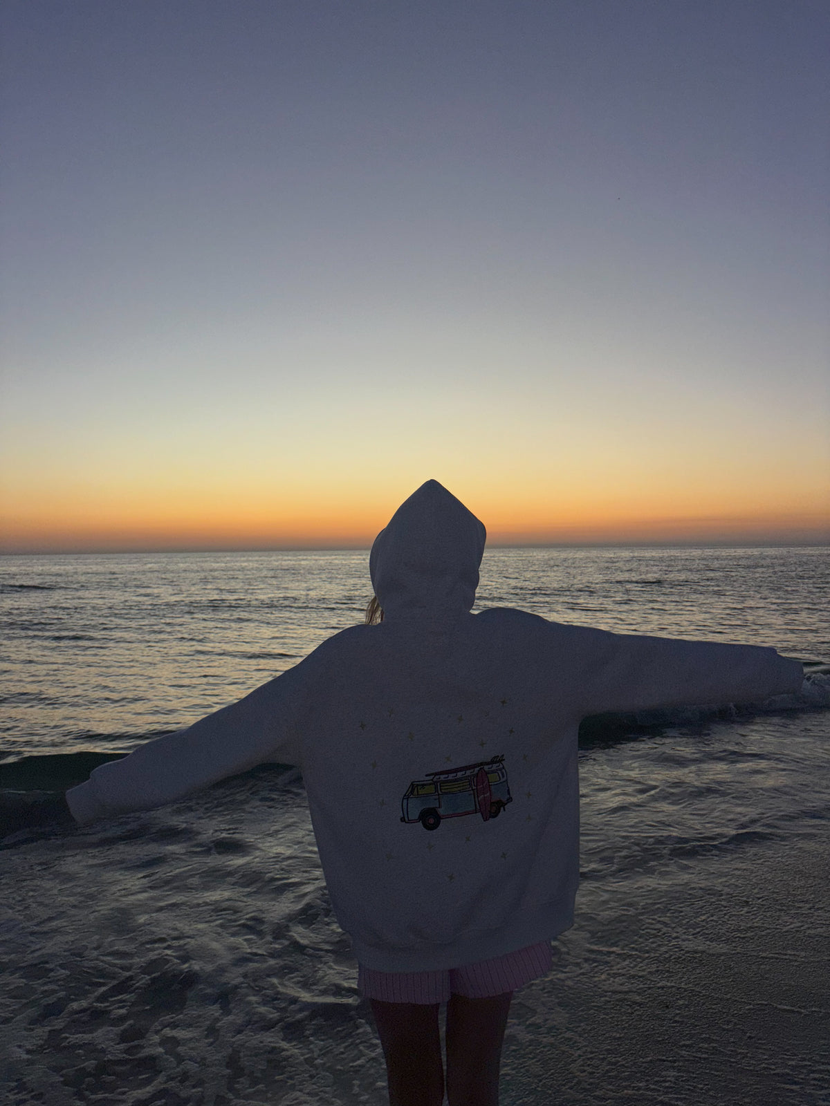 Pearl Grey Embroider Van Star Hoodie