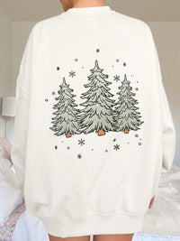 Sparkling Christmas Tree Embroidered Crewneck Sweatshirts