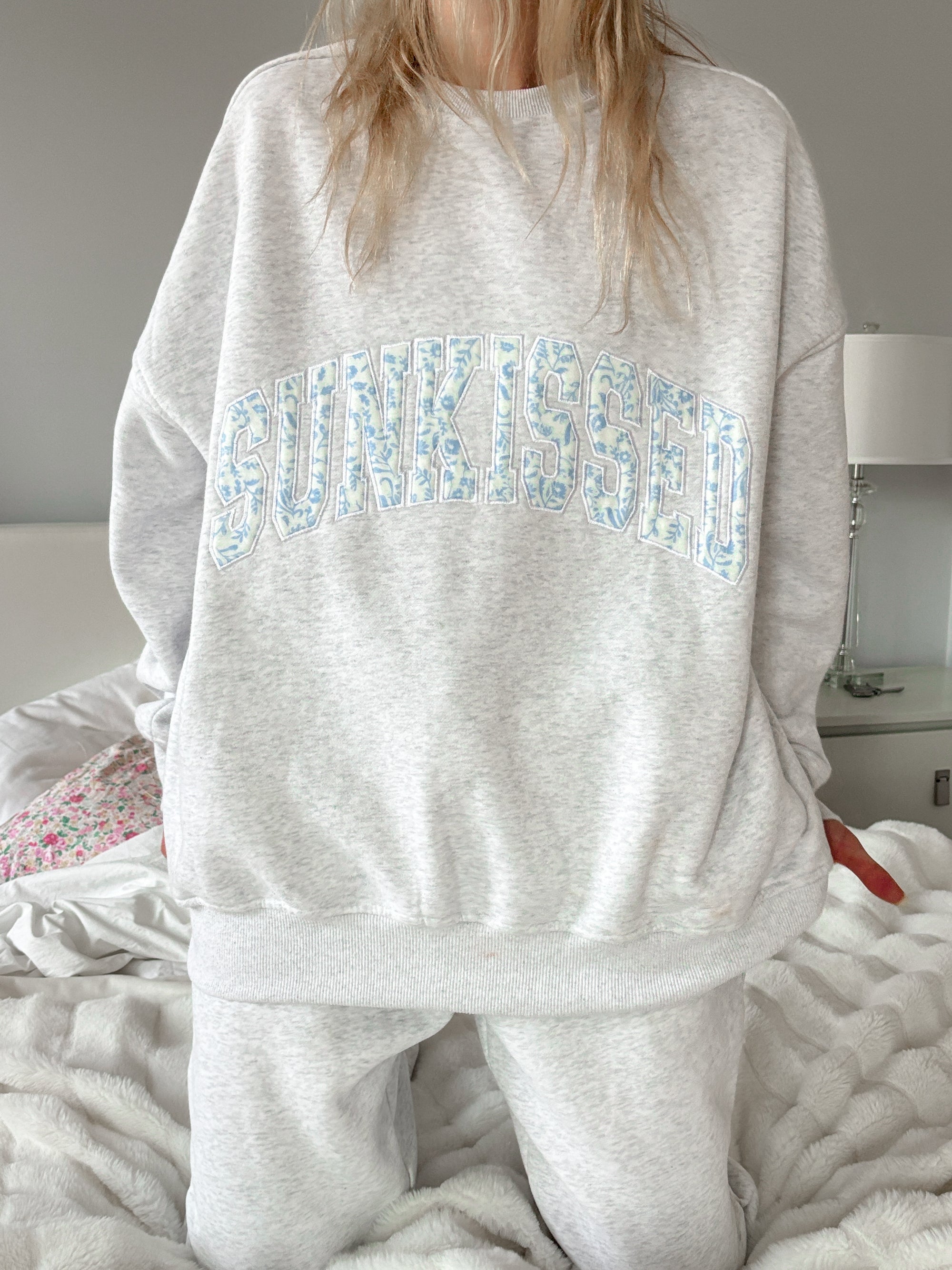 Pearl Grey Floral Sunkissed Embroider Sweatshirt