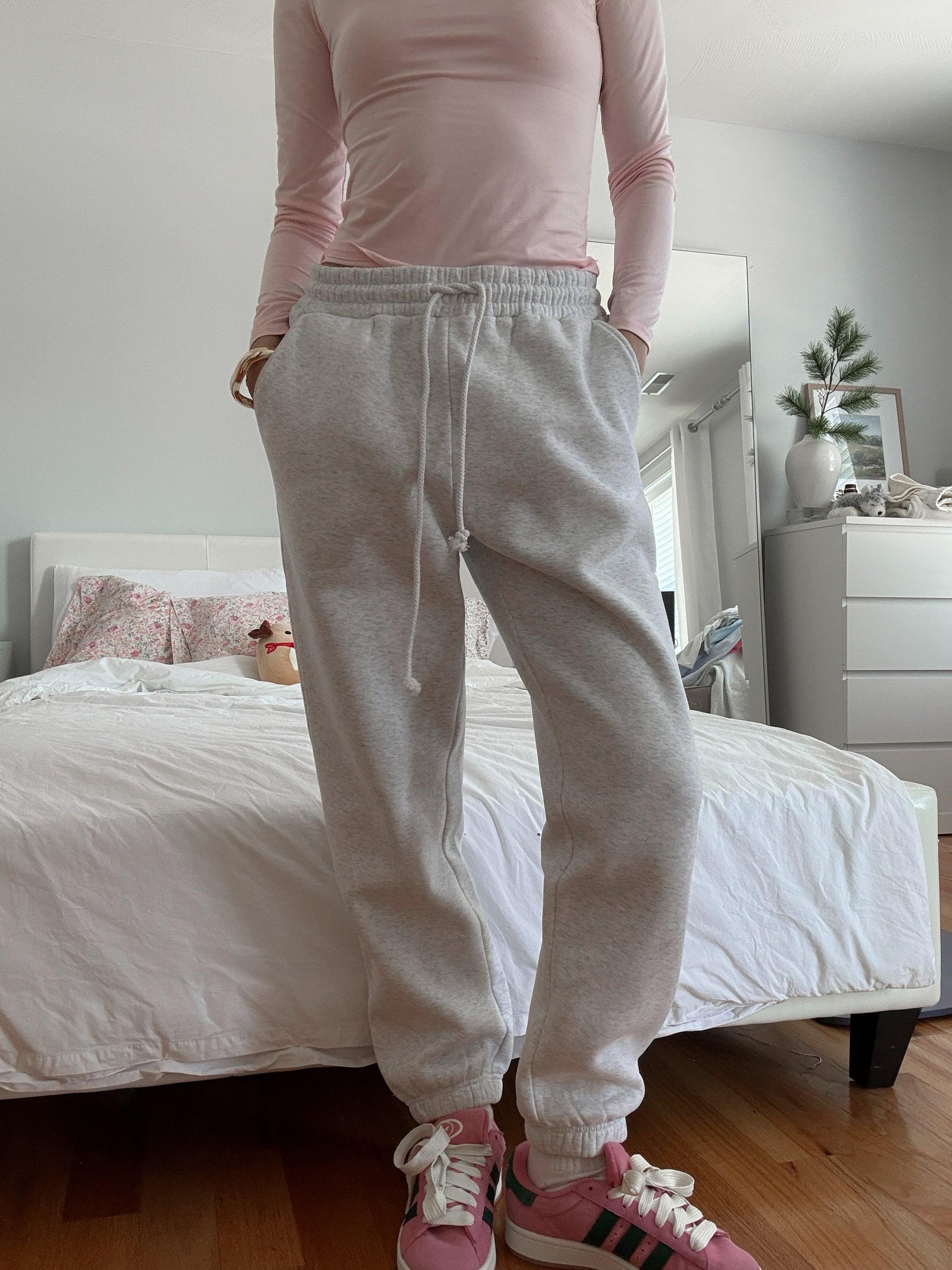 Pearl Grey Basic Blank Jogger Sweatpants