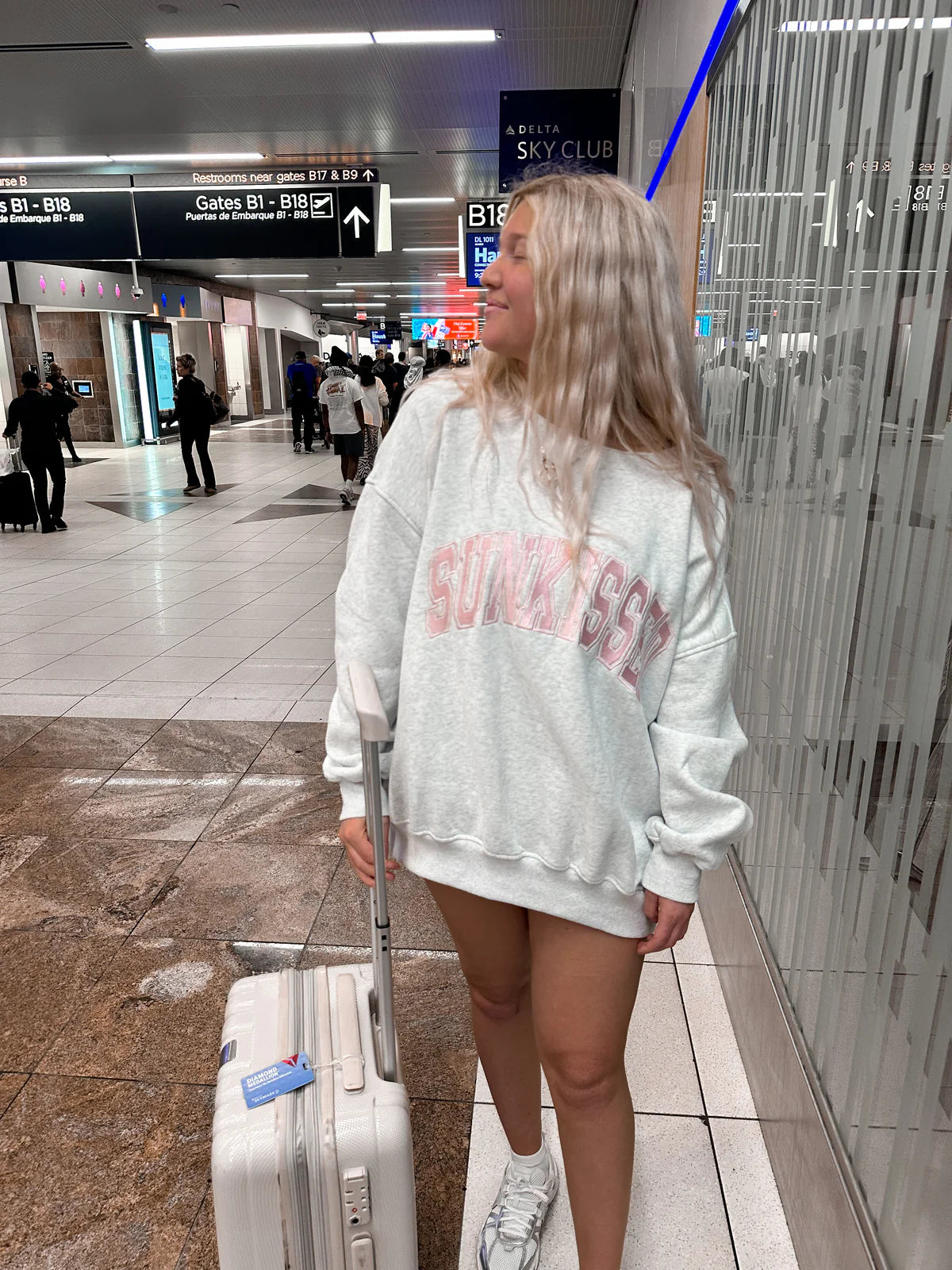 Sunkissed Collegiate Embroider Oversized Crewneck Sweatshirt