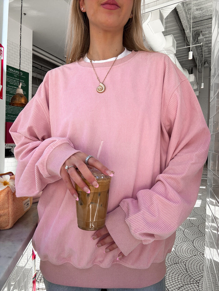 Light Pink Basic Corduroy Sweatshirt