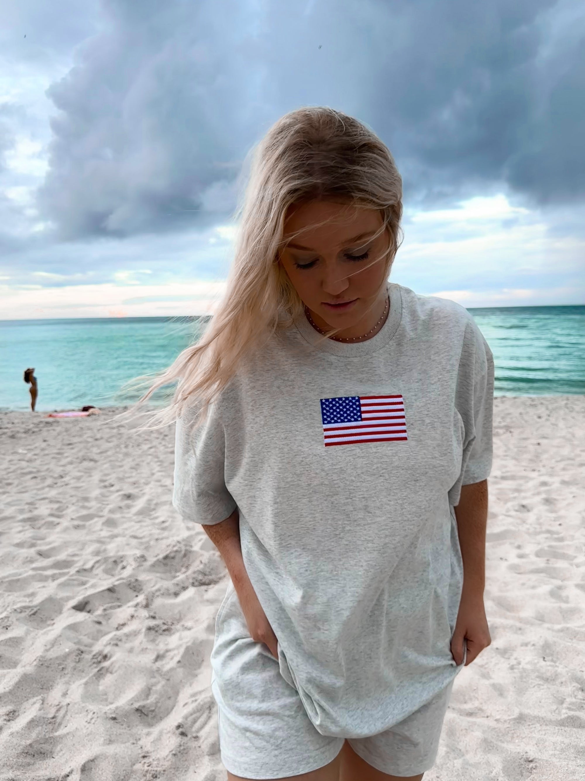 American Flag Embroider Tee