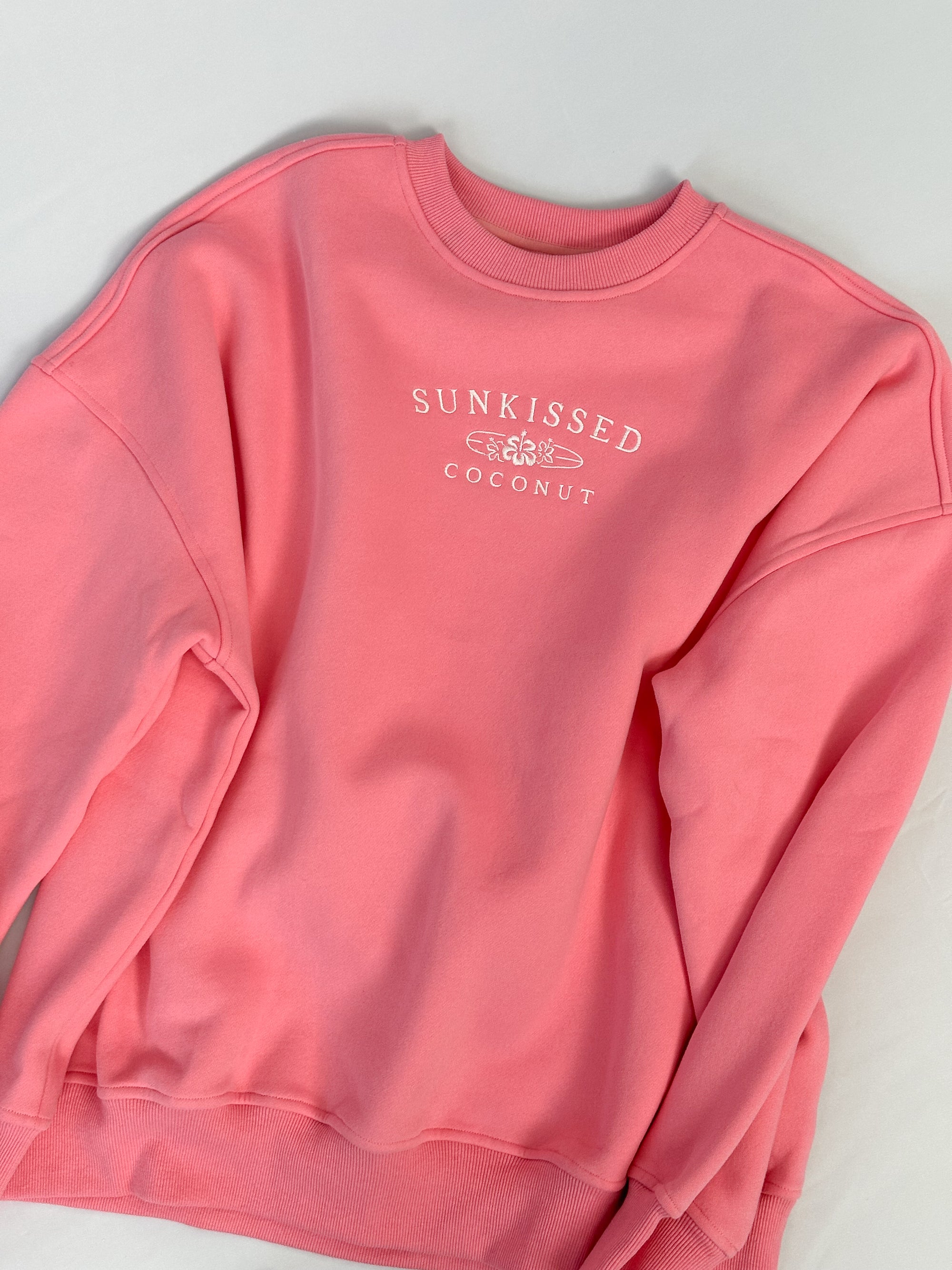 Hibiscus Pink Sunkissedcoconut Logo Embroider Sweatshirt