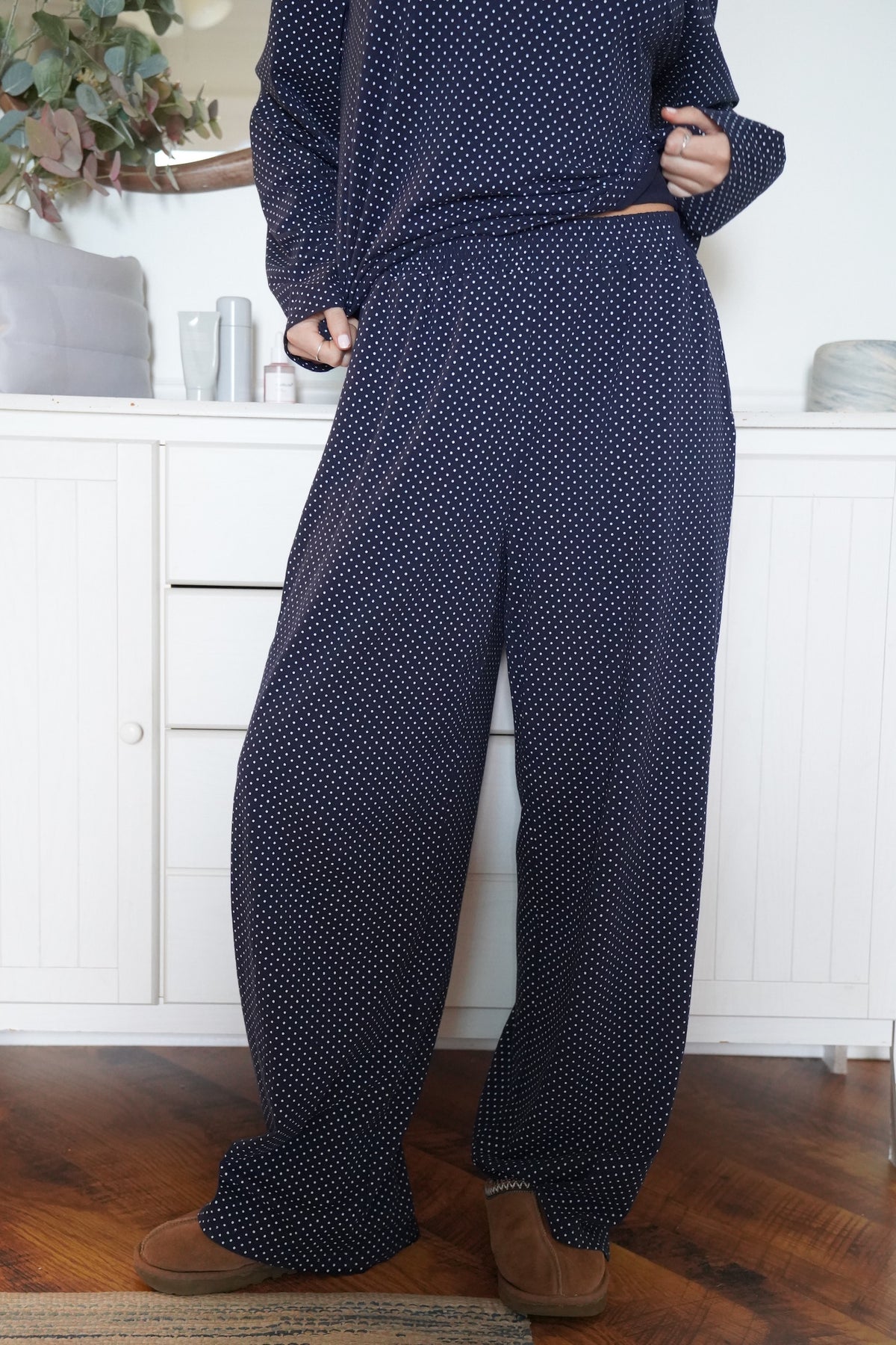 Navy Blue Polka Dot Loungewear Pants