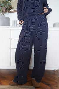 Navy Blue Polka Dot Loungewear Pants