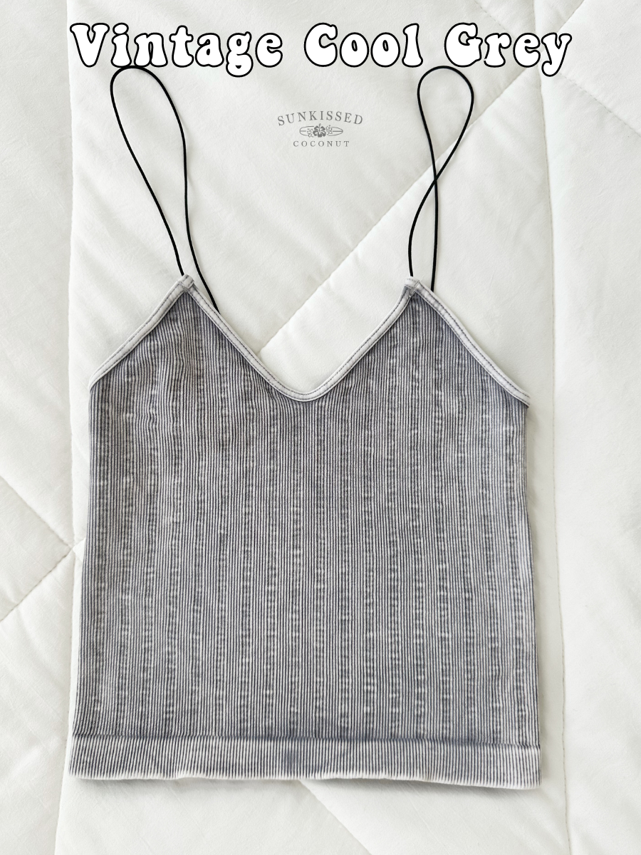NEUTRAL VINTAGE RIBBED SEAMLESS TANKTOPS - Sunkissedcoconut