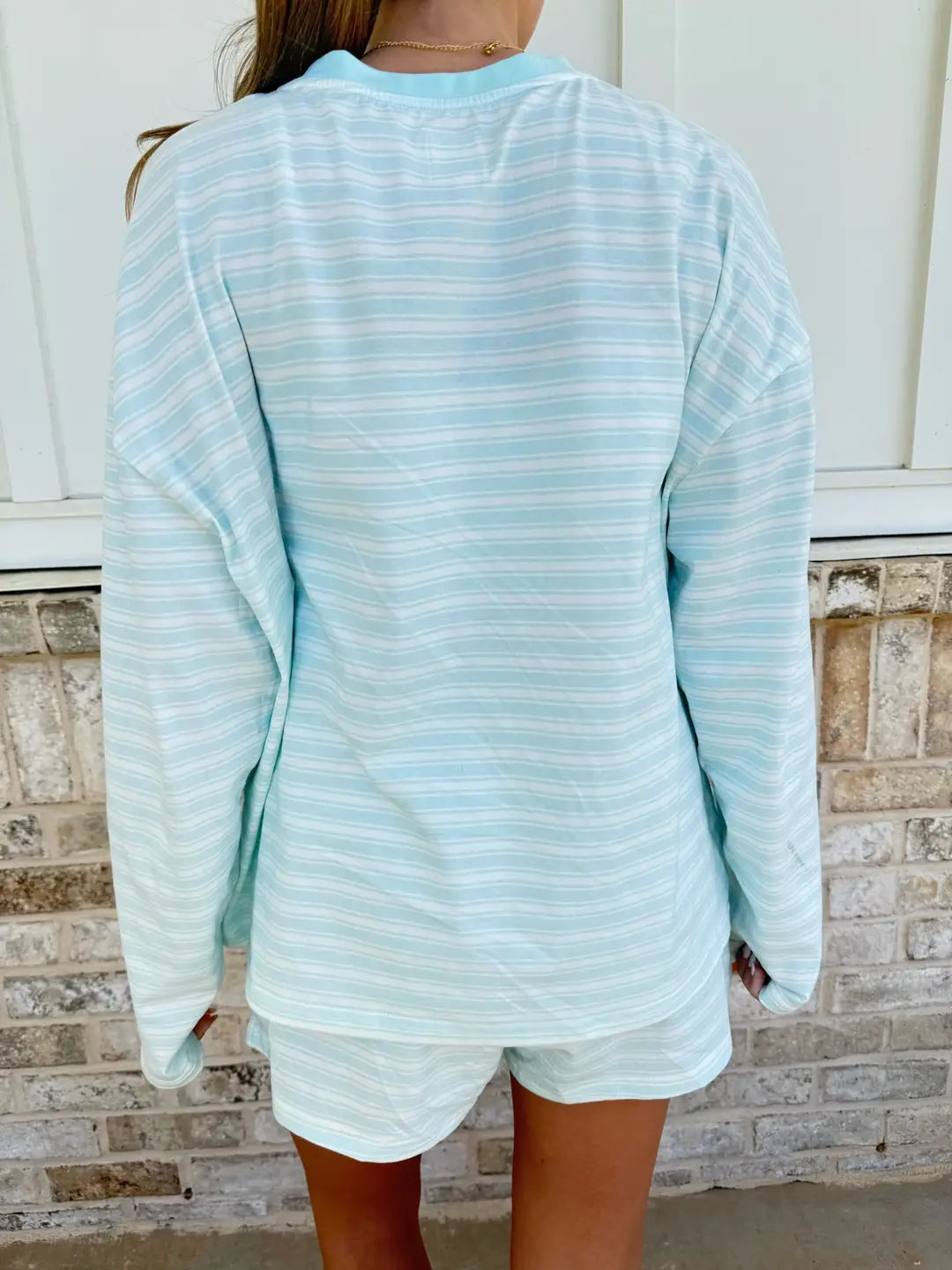 Italian Blue Billie Striped Loungewear Shorts