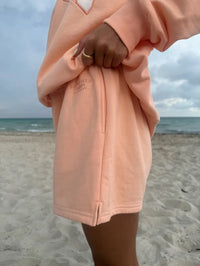 Papaya Orange Embroidered Sweat Shorts 100% Cotton