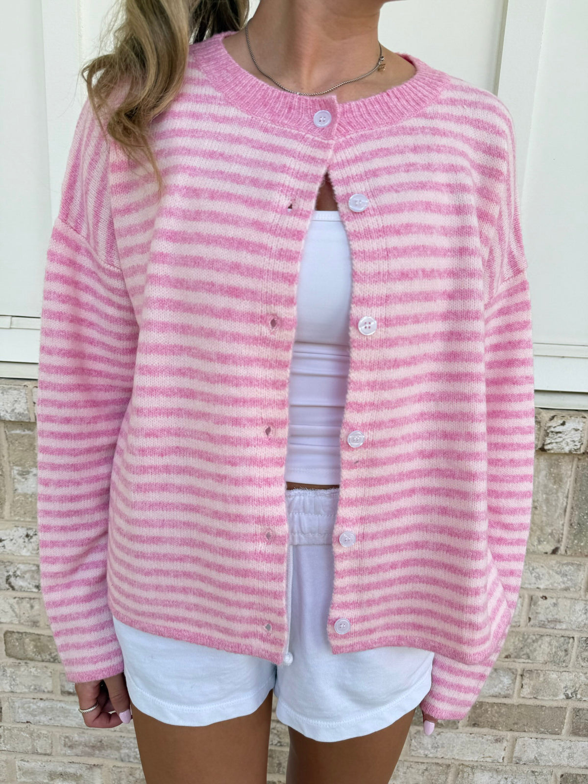 Striped Button-Up Cardigan