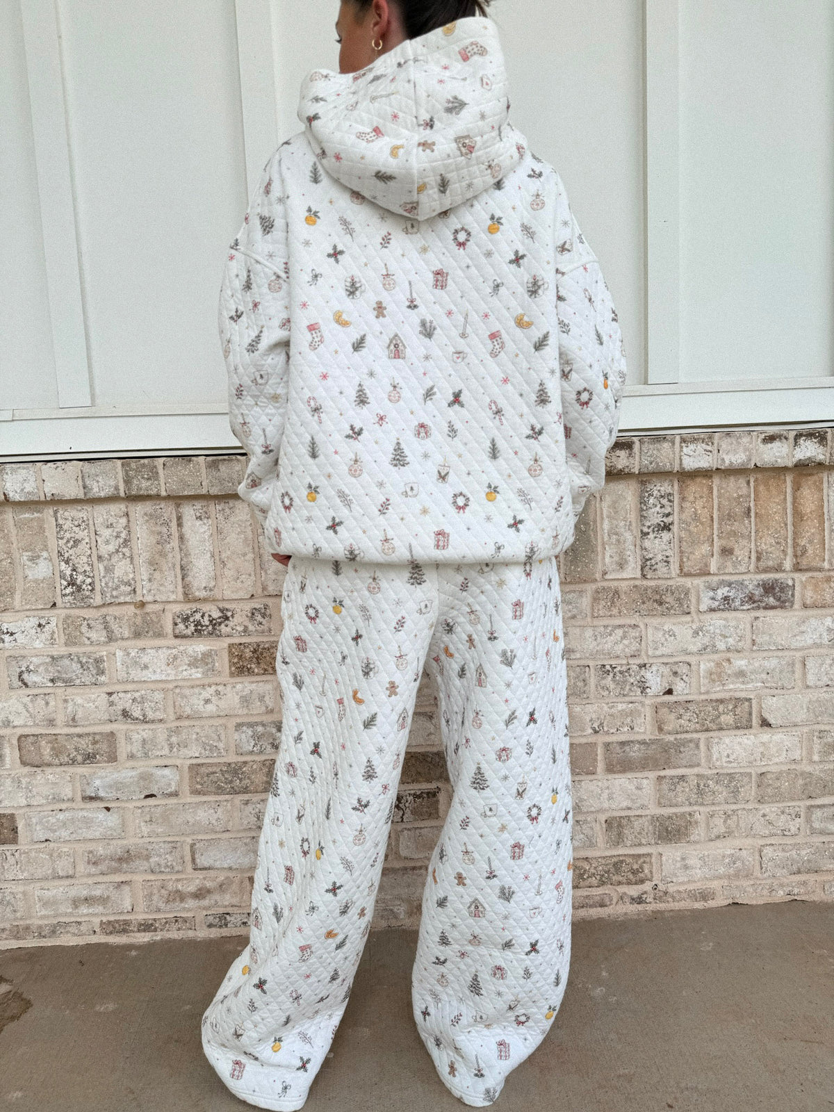 A Cottage Christmas Icons Quilted Hoodie