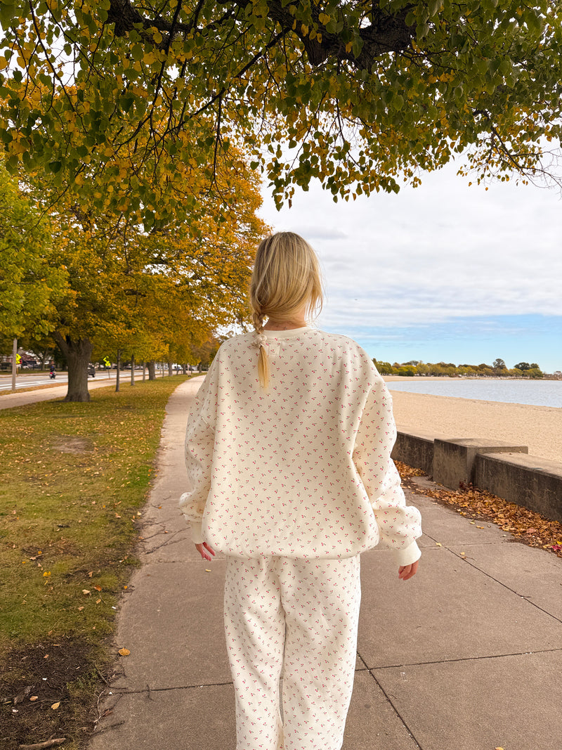 Blank Ivory Cherries All Over Sweatshirt