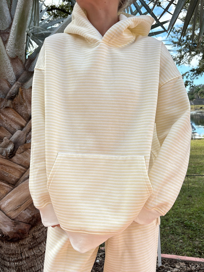 Baby Yellow and White Big Striped Hoodie