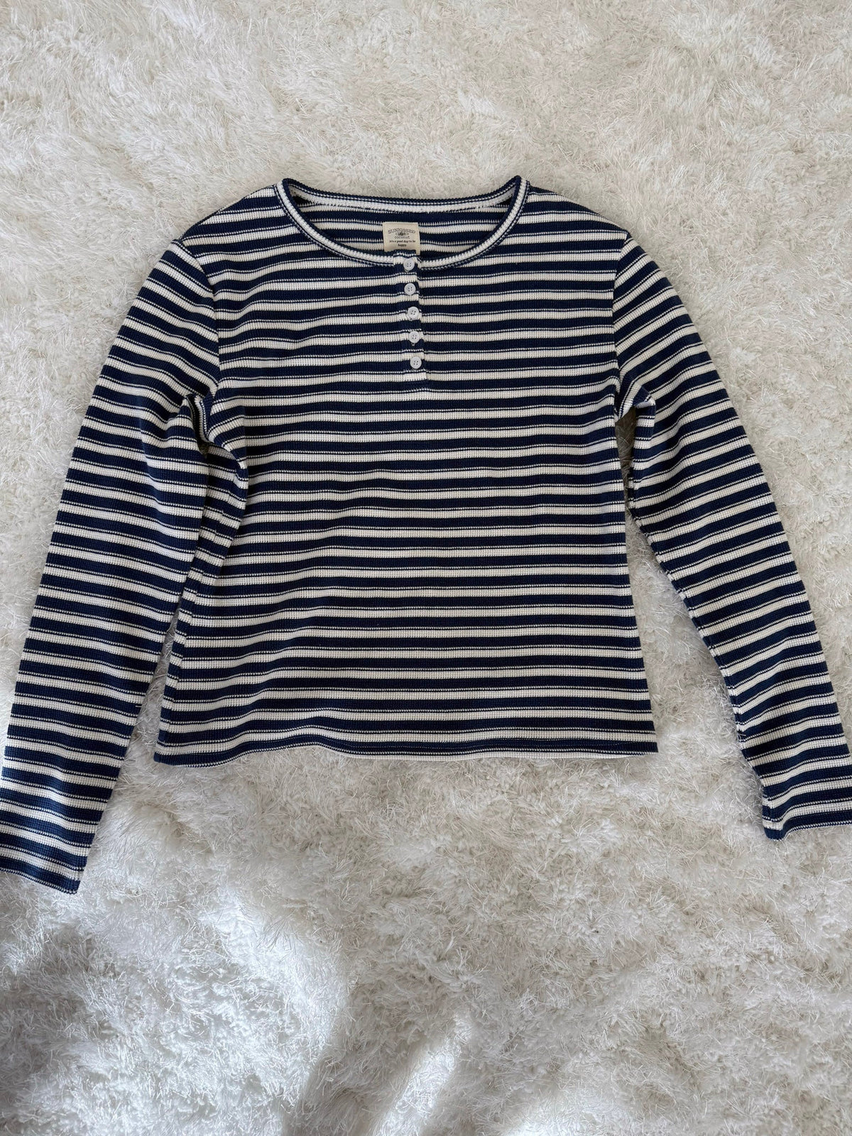 Striped Knit Loungewear Long Sleeve Top